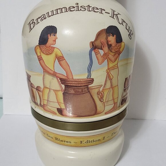 Vintage Braumeister-Krug Ceramic Beer Stein Jug Pitcher Plastic Handle Flip Top - Picture 9 of 16